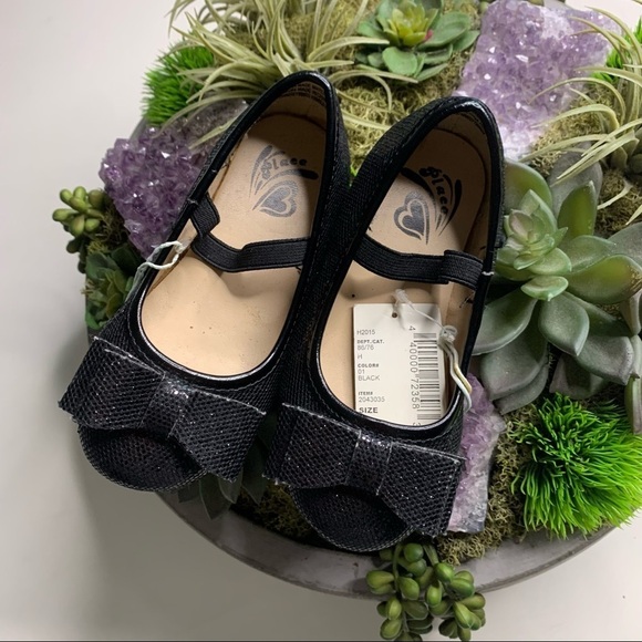 the children’s place black shimmer bow ballet flat toddler shoes new w tags - Picture 8 of 8